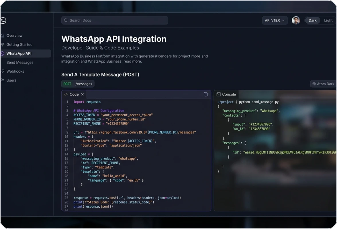 WhatsApp API documentation